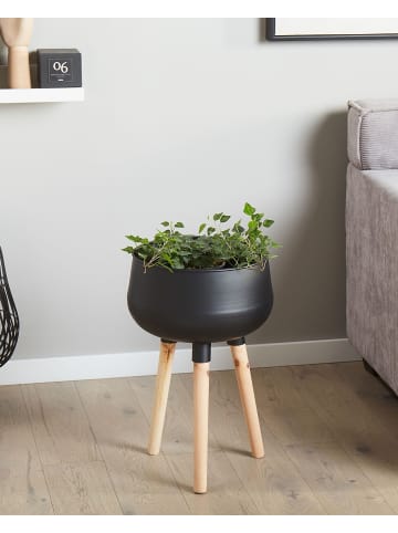 Beliani Outdoor Blumentopf AGROS in Schwarz/Braun - (W) 30 x (H) 47 x (L) 30 cm