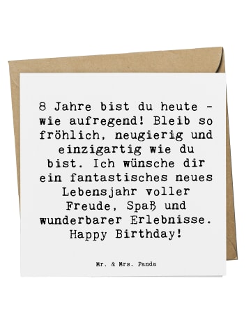Mr. & Mrs. Panda Glückwunschkarte Spruch 8. Geburtstag mit Spruch in Weiß