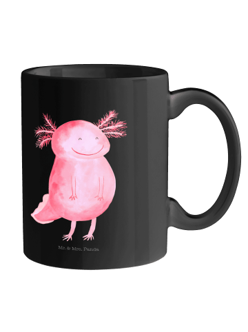 Mr. & Mrs. Panda Keramiktasse Axolotl Glücklich ohne Spruch in Schwarz