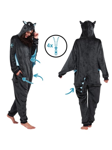 Corimori Onesie Kostüm in anthrazit/türkis