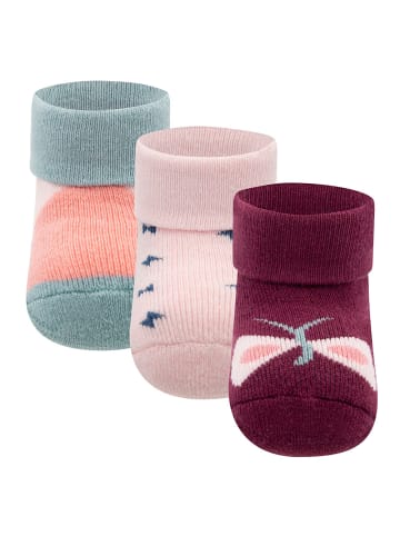 ewers Newborn Socken 3er-Set Schmetterling in marone