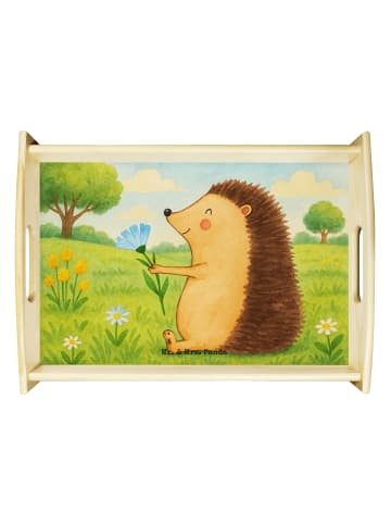 Mr. & Mrs. Panda Holztablett Igel Blumen Design ohne Spruch in Weiß