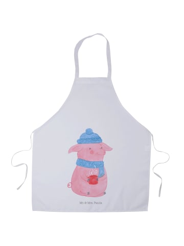 Mr. & Mrs. Panda Schürze Schweinchen Glühwein ohne Spruch in Weiß