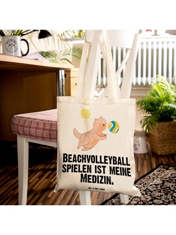 Mr. & Mrs. Panda Tasche Otter Beachvolleyball mit Spruch in Creme