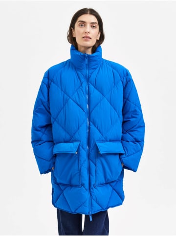 SELECTED FEMME Wattierte Oversized Puffer Jacke Stepp Blouson ohne Kapuze SLFHEIDI in Blau