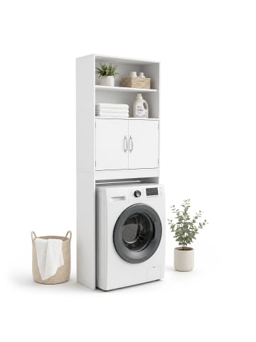 relaxdays Waschmaschinenschrank in Weiß - (B)63 x (H)185 x (T)20 cm