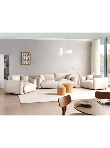 Beliani 3-tlg Sitzgruppe LUVOS in Beige/Braun