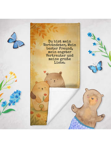 Mr. & Mrs. Panda Strandtuch Bären Liebe Design mit Spruch in Weiß