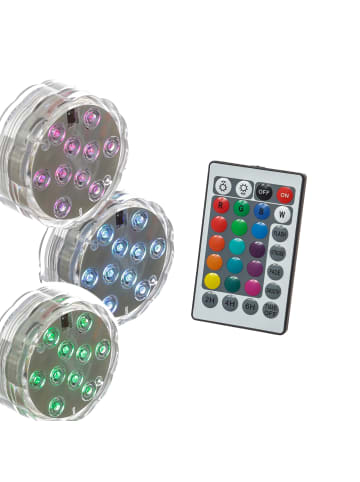 MARELIDA LED Unterwasser Licht bunt für Vasen Fernbedienung D: 7cm in trasparent