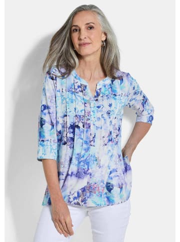 GOLDNER Kurzgröße:  Sommertunika mit Biesen in blau / gemustert