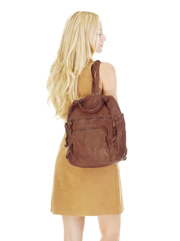 Samantha Look City-Rucksack echt Leder in cognac