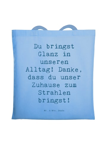 Mr. & Mrs. Panda Schultertasche Spruch Glanz Putzfrau mit Spruch in Sky Blue