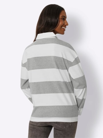 Heine Poloshirt in grau-ecru-bedruckt