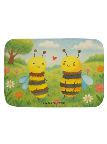 Mr. & Mrs. Panda Badteppich Biene Verliebt Design ohne Spruch in Weiß