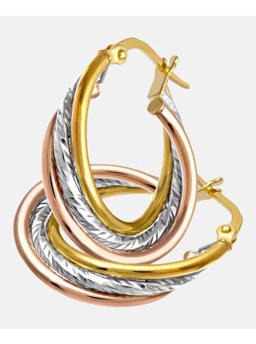 Diamant L'éternel Creolen aus 375 Gelbgold