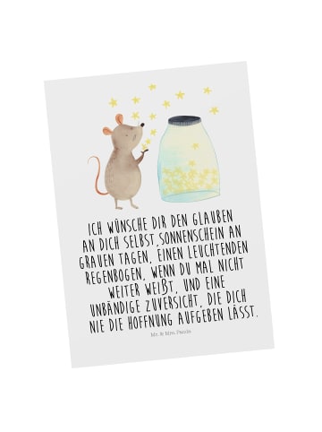 Mr. & Mrs. Panda Postkarte Maus Sterne mit Spruch in Weiß