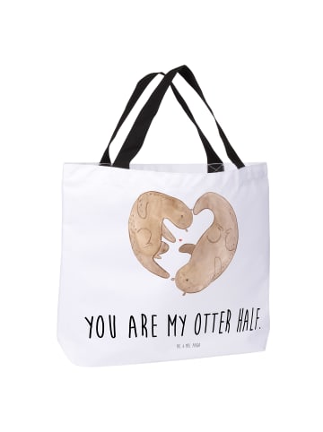 Mr. & Mrs. Panda Stofftasche Otter Herz mit Spruch in Weiß