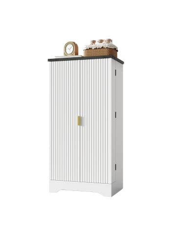 ABRIHOME Doppeltür Küchenschrank mit LED und Gewürzregal in Weiß, 120*60.5*40cm