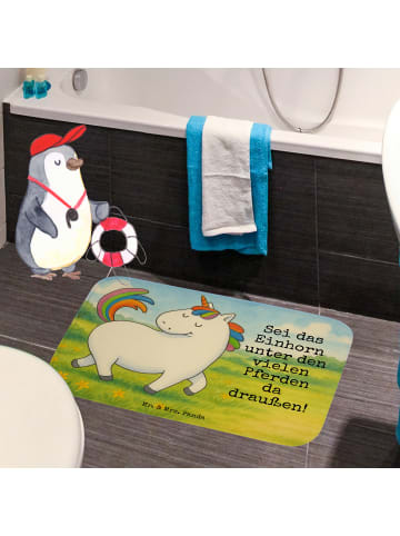 Mr. & Mrs. Panda Badeteppich Einhorn Stolzieren Design mit Spruch in Weiß