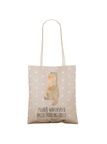 Mr. & Mrs. Panda Tote Bag Otter Bauch mit Spruch in Grau Pastell
