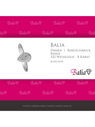 BALIA 333 Weißgold - 8 Karat Damen Ringe Blatt weißgold Fingerring 58 (18,5)