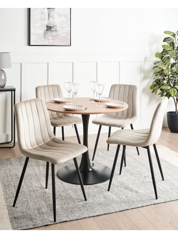 Beliani 4er-Set Esszimmerstuhl KALISPELL in Beige/Schwarz