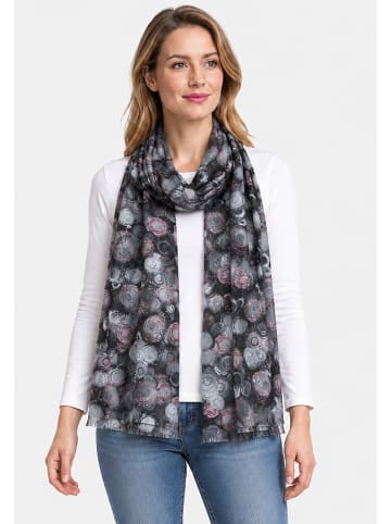 Faera Schal Kreisdesign Alloverprint Feine Fransen in Schwarz