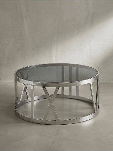 KADIMA DESIGN Glastisch Rund | Metall Silber, 60x60cm, Modern in Silber