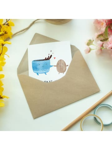 Mr. & Mrs. Panda Grußkarte Kaffee Bohne mit Spruch in Weiß