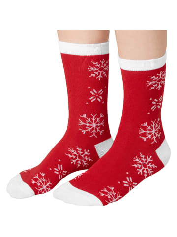 tectake Socken für die Weihnachtszeit in Rot und Weiß, rot/weiß