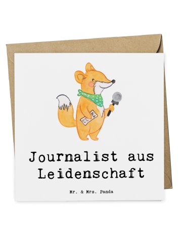 Mr. & Mrs. Panda Glückwunschkarte Journalist Leidenschaft mit Sp... in Weiß