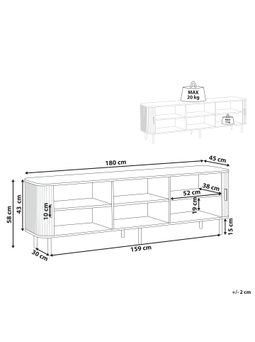 Beliani TV-Schrank BRADLEY in Braun/Schwarz - (W) 180 x (H) 58 x (L) 45 cm