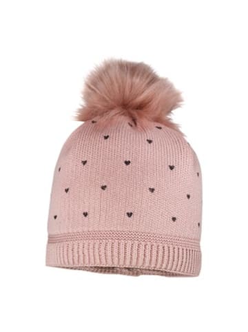 MaxiMo Winter-Strickmütze Herzen in Rosa