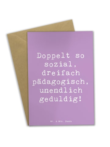 Mr. & Mrs. Panda babykarte Spruch Sozialpädagogin Power mit Spruch in Lavendeltraum