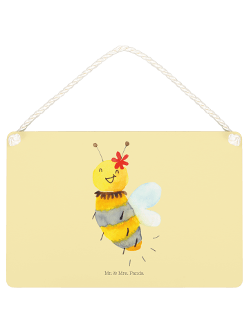 Mr. & Mrs. Panda Schild Biene Blume ohne Spruch in Gelb Pastell
