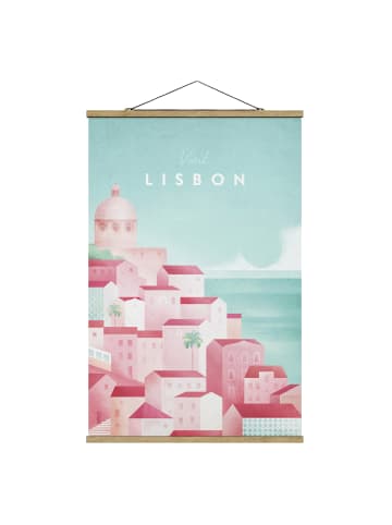 WALLART Stoffbild mit Posterleisten - Reiseposter - Lissabon in Rosa