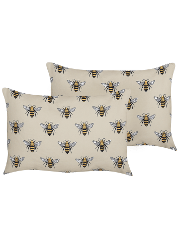 Beliani 2er-Set Gartenkissen CANNETO in Beige/Schwarz/Gelb