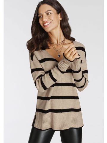 Laura Scott Streifenpullover in beige-schwarz-gestreift