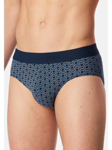 Schiesser Rio Slip / Unterhose 95/5 Organic Cotton in Schwarz / blau