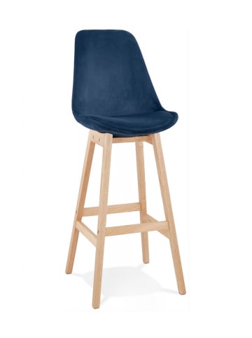 KADIMA DESIGN Barhocker aus Holz mit Samtbezug in Blau | Moriss Kollektion in Blau-Beige