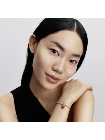 Pandora Silber Charm-Anhänger Rotes Muranoglas Herz