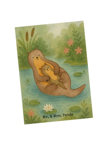 Mr. & Mrs. Panda Grußkarte Otter Kind Design ohne Spruch in Weiß