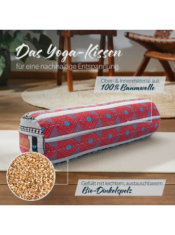 DoYourFitness Yoga-Bolster Tarik gefüllt Dinkelspelz rund Style 16 Bunt