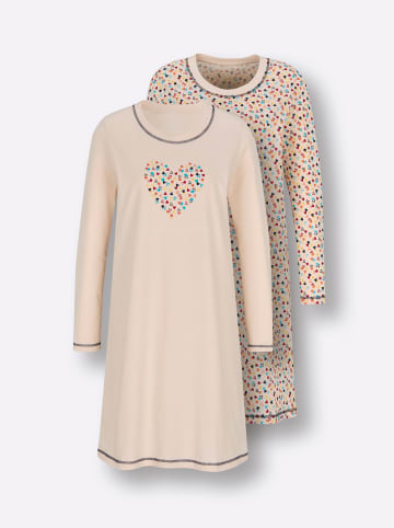 WITT WEIDEN Sleepshirts in champagner + champagner-marine-bedruckt