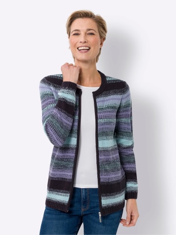Sieh an! Strickjacke in marine-petrol-gemustert