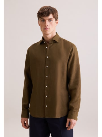 Seidensticker Leinenhemd Shaped in Grün