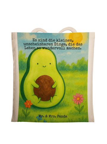 Mr. & Mrs. Panda Tragetasche Avocado Kern Design mit Spruch in Weiß