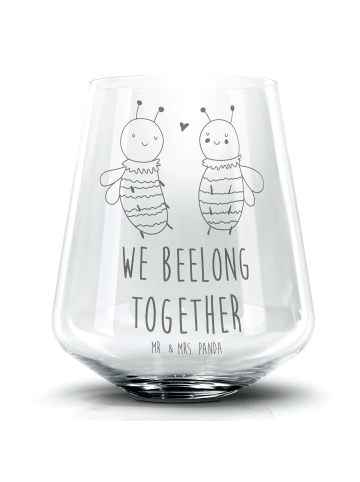 Mr. & Mrs. Panda Whiskyglas Biene Verliebt mit Spruch in Transparent