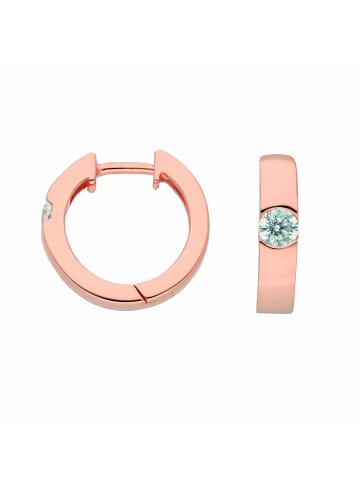 Adeliás Damen 925 Silber Ohrringe / Creolen mit Zirkonia Ø 15,5 mm in rose