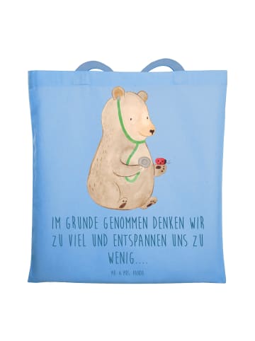 Mr. & Mrs. Panda Shopper Bag Bär Arzt mit Spruch in Sky Blue